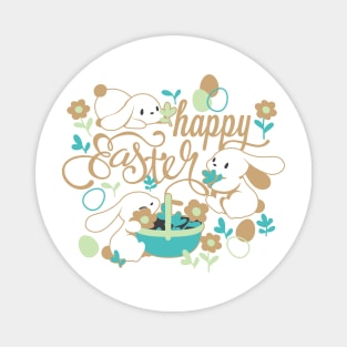 Cute Spring Bunny and Easter Garden Magnet